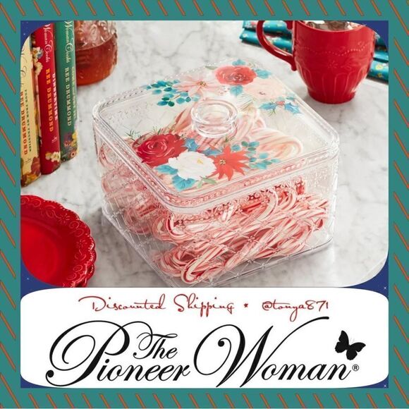 🦋 New Pioneer Woman Wishful Winter Square Holiday Treat Container - Picture 3 of 11